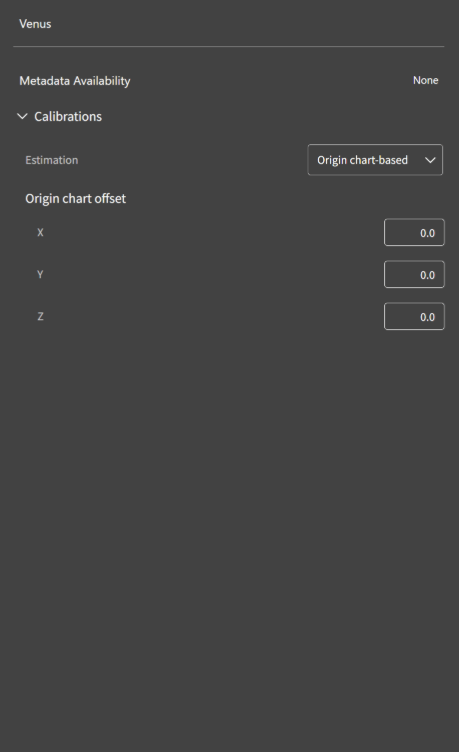 Venus settings screen