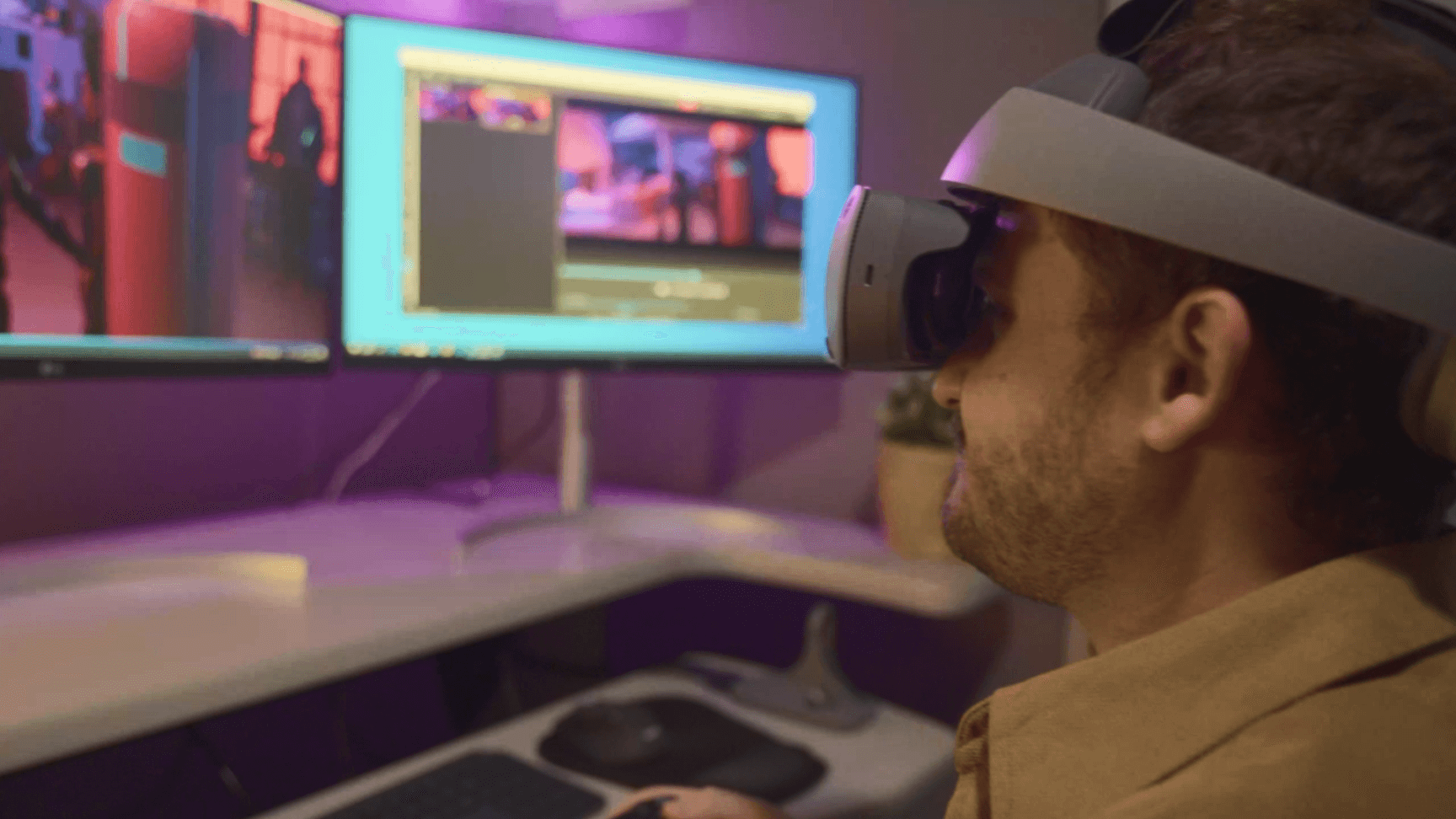 Production site with head-mounted display